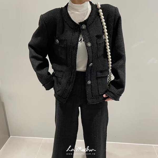 小香風無腰頭八分寬褲